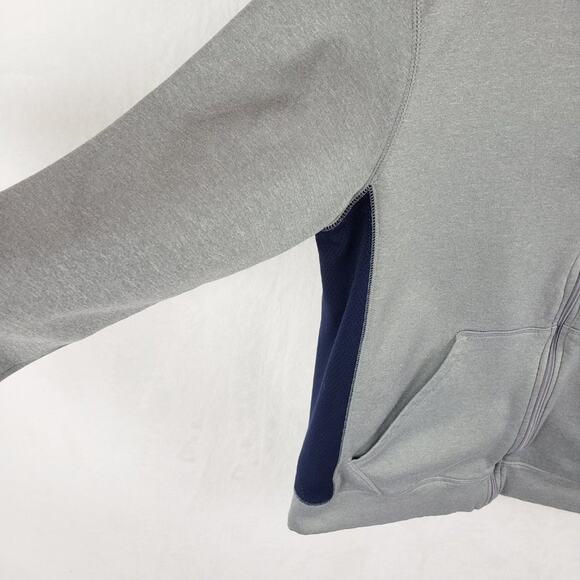 Champion Hoodie Men M Grey & Navy Blue Full Zip Soft Fleece Sweatshirt w Pockets - Picture 2 of 7